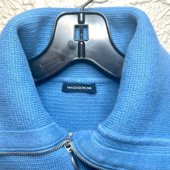 MAGASCHONI Top Light Blue Sweater short sleeve with zipper Size Small - Picture 2 of 11